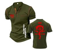 Camiseta Henley De Entrenamiento para Hombre F.u.ll.me.t.al Al.ch.e.mi.st Camiseta Manga Corta Ropa Interior Ligera Polos Estampados Suaves-JunlvSe||l