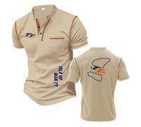 Camiseta Henley De Manga Corta Hombre Ideal para Entrenar En I.s.l.e of M.a.n T..T Camisetas Polo Estampadas Elástica Ropa Cómoda Media Estilo Urban-KQiSe||l