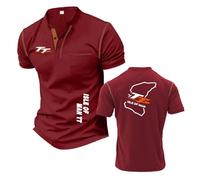 Camiseta Henley De Manga Corta Hombre Ideal para Entrenar En I.s.l.e of M.a.n T..T Camisetas Polo Estampadas Elástica Ropa Cómoda Media Estilo Urban-JHonSe||3X_l
