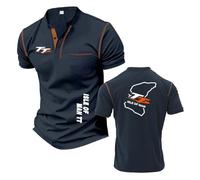 Camiseta Henley De Manga Corta Hombre Ideal para Entrenar En I.s.l.e of M.a.n T..T Camisetas Polo Estampadas Elástica Ropa Cómoda Media Estilo Urban-ZQinSe||s