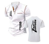 Camiseta Henley De Manga Corta Hombre para Entrenamiento F.u.r.io.u.s F.l.y F.a.s.t Corte Ajustado Tipo Polo con Estampado Gráfico Interior Suave-BaiSe||l