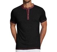 Camiseta Henley de manga corta para hombre, camisetas de verano transpirables, camisetas deportivas de ajuste regular, cuello redondo, camiseta básica lisa, camiseta atlética, cómoda camiseta casual