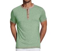 Camiseta Henley de manga corta para hombre, camisetas de verano transpirables, camisetas deportivas de ajuste regular, cuello redondo, camiseta básica lisa, camiseta atlética, cómoda camiseta casual