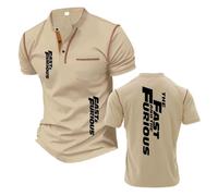 Camiseta Henley De Manga Corta para Hombre Modelo F.u.r.io.u.s F.l.y F.a.s.t Ideal El Gimnasio Tipo Polo Cómoda Y Cuello Alto-KQiSe||XX_l