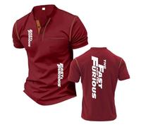 Camiseta Henley De Manga Corta para Hombre Modelo F.u.r.io.u.s F.l.y F.a.s.t Ideal El Gimnasio Tipo Polo Cómoda Y Cuello Alto-JHonSe||3X_l