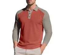 Camiseta Henley de manga larga para hombre, camiseta básica, informal, camiseta Henley con botones, transpirable, deportiva, gimnasio, entrenamiento, culturismo, ropa activa, naranja, 3XL
