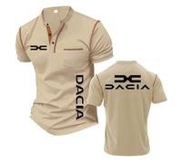 Camiseta Henley Hombre Estilo D.a.c.i.a Suave Ajustada Deportiva Casual con Cuello Alto para Entrenamiento Polos Estampados De Manga Corta-KQiSe||m