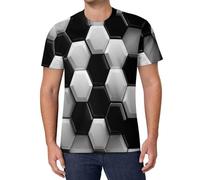 Camiseta Hip Hop Hombre con Estampado 3D Arte Abstracto Geométrico, Camiseta Manga Corta Streetwear Cuello Redondo, Diseño Creativo Patrones Hexagonales S-6Xl