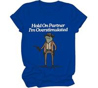 Camiseta Hold On Partner Im Sobreestimulated, Hold On Partner Im Sobreestimulada, azul real, XL