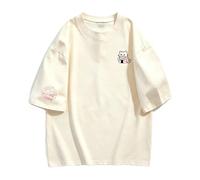 Camiseta Holgada de Manga Corta con Estampado de Lindo ga - Albaricoque - S