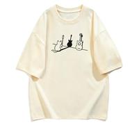 Camiseta Holgada Manga Corta Estampado Gato rockero y g - Albaricoque - 3XL