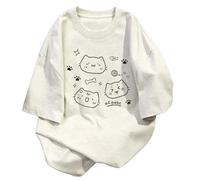 Camiseta Holgada Manga Corta Tres Gatos Dibujo Lineal - Albaricoque - S