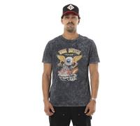 Camiseta Hombre Algodón, Camiseta Hombre, Regular Fit Cuello Redondo y Manga Corta, Gris Oscuro/Rojo/Amarillo, XXL