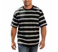 Camiseta Hombre Algodón Manga Corta Oversize Impreso Letras Patchwork Casual Verano, Le Noir, XXL