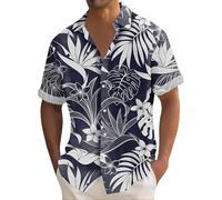 Camiseta Hombre Camisa Hawaiana Hombre Poliéster Verano Playa Casual Cómoda Estampada Armada-A03