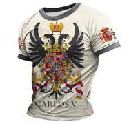 Camiseta Hombre Camiseta Torero Ligera Clásica Cuello Redondo Bandera España Manga Corta para Hombre Y El Día A Día Casual