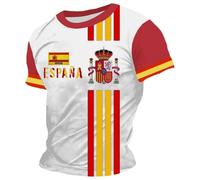 Camiseta Hombre Camiseta Torero Ligera De Cuello Redondo Tejido Clásico Y Casual con Bandera Española Manga Corta para Hombre Y El Día A Día