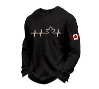 Camiseta Hombre Camisetas Manga Larga Hombre Camiseta De Punto De Manga Larga con Estampado Canadá Y Cuello Redondo Informal Y Cómodo para La Temporada Frío El Día A Día Prenda Super
