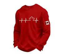 Camiseta Hombre Camisetas Manga Larga Hombre Camiseta De Punto De Manga Larga con Estampado Canadá Y Cuello Redondo Informal Y Cómodo para La Temporada Frío El Día A Día Prenda Super