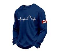 Camiseta Hombre Camisetas Manga Larga Hombre Camiseta De Punto De Manga Larga con Estampado Canadá Y Cuello Redondo Informal Y Cómodo para La Temporada Frío El Día A Día Prenda Super