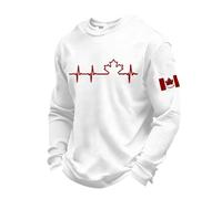 Camiseta Hombre Camisetas Manga Larga Hombre Camiseta De Punto De Manga Larga con Estampado Canadá Y Cuello Redondo Informal Y Cómodo para La Temporada Frío El Día A Día Prenda Super