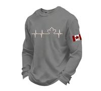 Camiseta Hombre Camisetas Manga Larga Hombre Camiseta De Punto De Manga Larga con Estampado Canadá Y Cuello Redondo Informal Y Cómodo para La Temporada Frío El Día A Día Prenda Super