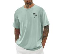 Camiseta Hombre Casual, T Shirt Hombre Manga Corta,Informal de con diseño Tropical y Cuello para Uso Diario confeccionada en Mezcla elástica Tshirt T-Shirt tee Shirts