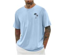 Camiseta Hombre Casual, T Shirt Hombre Manga Corta,Informal de con diseño Tropical y Cuello para Uso Diario confeccionada en Mezcla elástica Tshirt T-Shirt tee Shirts