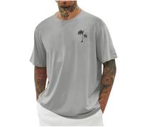 Camiseta Hombre Casual, T Shirt Hombre Manga Corta,Informal de con diseño Tropical y Cuello para Uso Diario confeccionada en Mezcla elástica Tshirt T-Shirt tee Shirts
