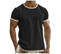 Camiseta Hombre Confort Cómodo Camisa Hombre Hombres Camisetas Cuello Redondo Manga Corta Corte Clásico Estilo Moderno Camisetas Básico Camisetas Manga Corta Tops Casual Camisa Ligero, A-le negro, XXL