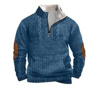 Camiseta Hombre de Manga Larga Polo Camisa Jersey Casual Estampado Sudaderas Retro Cuello en V Cremallera Bolsillos Moda Original Deportivos T-Shirt Suelto Fiesta Tops tee Talla Grande 2025