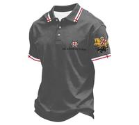 Camiseta Hombre De Punto De Manga Corta Tejido Transpirable Y Ajuste Cómodo para Negocios Casuales Ropa Hombre Verano con Cuello Estiloso Día De San Jorge Inglés Y Uso Diario Elegante