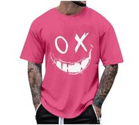 Camiseta Hombre Halloween 2024 Manga Corta impresión Sonriente gótico Moda Camisa T-Shirt Casual Original Cuello Redondo Fiesta Basic Algodón Deportivos Jogging Gym Tops tee Talla Grande