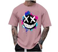 Camiseta Hombre Halloween 2024 Manga Corta impresión Sonriente gótico Moda Camisa T-Shirt Casual Original Cuello Redondo Fiesta Basic Algodón Deportivos Jogging Gym Tops tee Talla Grande