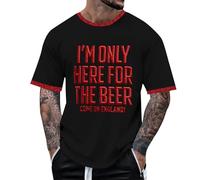Camiseta Hombre Humor Impreso I'm Only Here for The Beer Come on England!, Camisetas de Manga Corta Hombre Inglaterra para Soportar Partido Fútbol, Camiseta de Foot, Camiseta Oversize de Deporte, #01