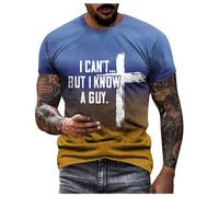 Camiseta Hombre Impresión Religiosa Mensaje Textual Cuello Redondo Manga Corta Estilo Casual Cómodo, azul claro, XXL