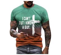 Camiseta Hombre Impresión Religiosa Mensaje Textual Cuello Redondo Manga Corta Estilo Casual Cómodo, verde, L