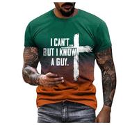 Camiseta Hombre Impresión Religiosa Mensaje Textual Cuello Redondo Manga Corta Estilo Casual Cómodo, naranja, XL