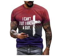 Camiseta Hombre Impresión Religiosa Mensaje Textual Cuello Redondo Manga Corta Estilo Casual Cómodo, morado, XL