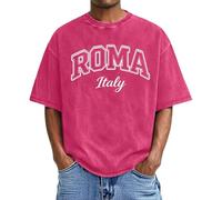 Camiseta Hombre Lavada Letras Ciudad Italia Camiseta Manga Corta Hombre Estampado Gráfico Urbano Clásico Cuello Redondo Diario Informal Transpirable Suave Moderna Recuerdo Casual