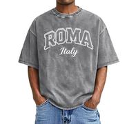 Camiseta Hombre Lavada Letras Ciudad Italia Camiseta Manga Corta Hombre Estampado Gráfico Urbano Clásico Cuello Redondo Diario Informal Transpirable Suave Moderna Recuerdo Casual