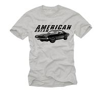 Camiseta Hombre Manga Corta - American Dream Car - Challenger RT Rockabilly T-Shirt Gris XXXXL