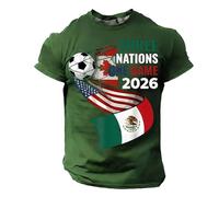 Camiseta Hombre Manga Corta Camiseta Hombre Cuello Redondo Estampado Aficionado Fútbol Temática Mundialista Gráfico 3D Tejido Ligero Y Transpirable para Animar Y Uso Diario Deporte