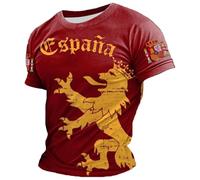 Camiseta Hombre Manga Corta Camiseta Torero Bandera De España Ligera Cuello Redondo Casual para Hombre Y El Día A Día