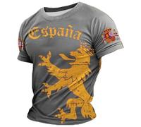 Camiseta Hombre Manga Corta Camiseta Torero Bandera De España Ligera Cuello Redondo Casual para Hombre Y El Día A Día