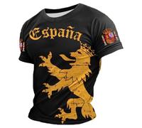 Camiseta Hombre Manga Corta Camiseta Torero Bandera De España Ligera Cuello Redondo Casual para Hombre Y El Día A Día