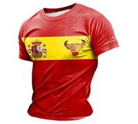 Camiseta Hombre Manga Corta Camiseta Torero Clásico Español Cuello Redondo Tejido Transpirable Y Mezcla Suave para Hombre Casual Y El Día A Día