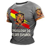 Camiseta Hombre Manga Corta Camiseta Torero Ligera Bandera De España Cuello Redondo para Hombre Casual Y El Día A Día