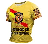Camiseta Hombre Manga Corta Camiseta Torero Ligera Bandera De España Cuello Redondo para Hombre Casual Y El Día A Día