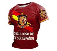 Camiseta Hombre Manga Corta Camiseta Torero Ligera Bandera De España Cuello Redondo para Hombre Casual Y El Día A Día